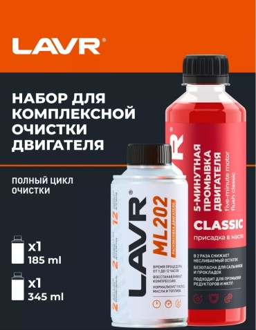 LAVR очиститель Ln2505 Набор для комплексной очистки двигателя ML202 0.19 л