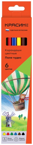 Цветной карандаш КРАСИН форма трехгранная 6 шт