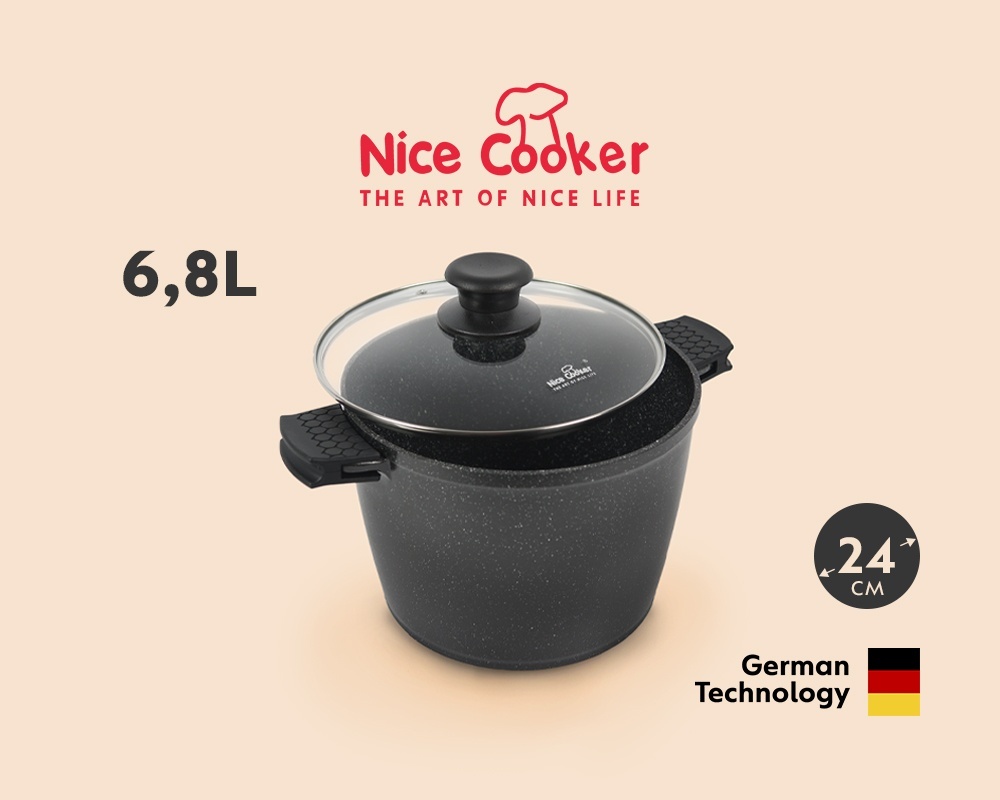 Кастрюля 6.8 л, Nice Cooker CAK-52419 (BL) алюминий