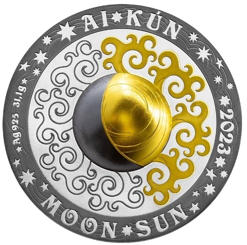 Монета Луна Солнце (AI•KÚN) 2023г. 500 тг. 11091002_coin0137 вес 31.1 г серебро, без вставок