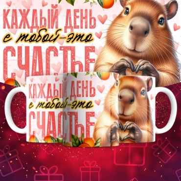 Кружка ИП Шадурин «Каждый день с тобой - это счастье», 330 мл, керамика, 1 шт.