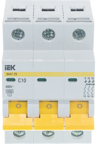 IEK автоматический выключатель 3P 10 A, 4.5 кА, 400 В