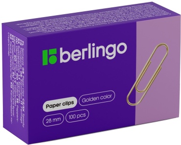 Скрепки Berlingo BK2516, 100 шт, 28 мм, золотой
