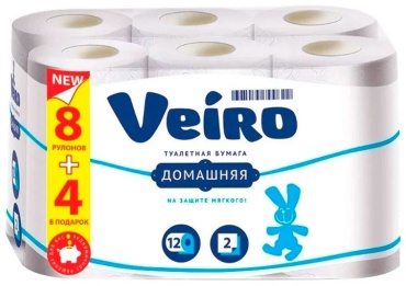 Veiro туалетная бумага 2-слойный 12 шт, первичная целлюлоза