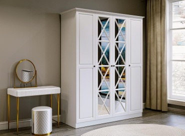 Распашной шкаф AsiaBrand Армада 4Д ALIYA, 182x223х62 см, белый