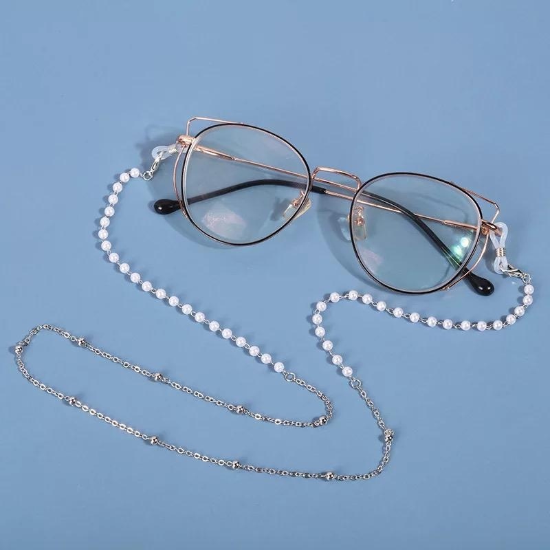 Шнурок для очков Fashion Jewelry белый, золотистый 65 см