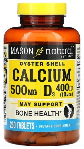 Mason Natural, Oyster Shell Calcium Plus D3`` 250 таблеток
