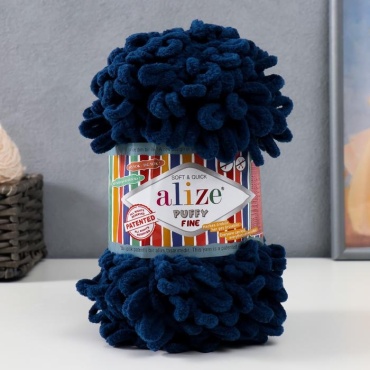 Моток Alize Пряжа "Puffy fine" 100% микрополиэстер 14,5м/100г (93) 5468251,5468251 синий 14.5 м 100 г
