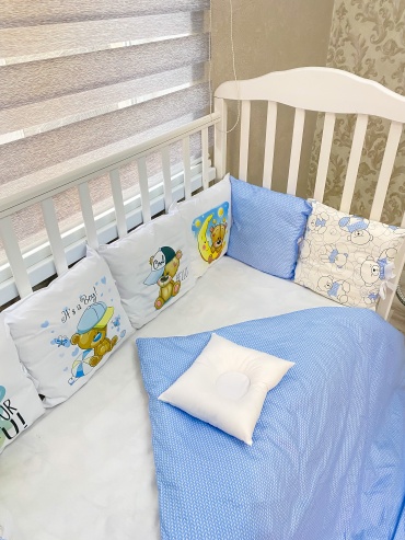 Комплект белья IL NUR House 844172, сатин, белый, голубой