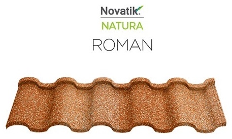 Novatik половинчатая черепица Roman Terra Rossa 370x1270 мм