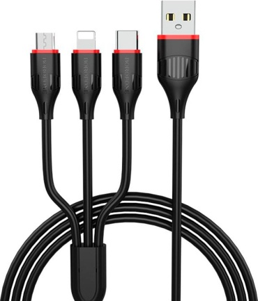 Кабель Borofone USB 2.0 (F), USB TypeC (M), micro-USB 2.0 (M), Lightning (M), 1 м, BX17 черный