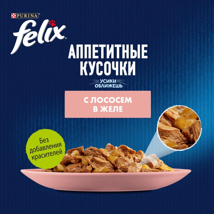 Купить Корм Felix кусочки в желе лосось 75 г 1 шт в кредит в Алматы ...