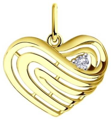 Подвеска Diamant 53-130-01480-1 вес 1 г золото, фианит