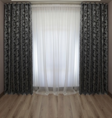 Портьеры Renaissance 300x270 см 2 шт, жаккард, серебристый, серый