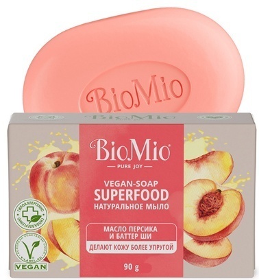 Кусковое мыло туалетное BioMio Superfood Персик 90 г