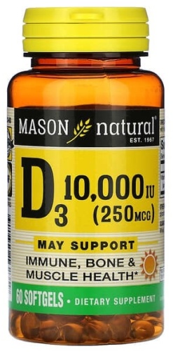 Mason Natural Витамин D3, 250 мкг (10 000 МЕ) таблетки 60 шт