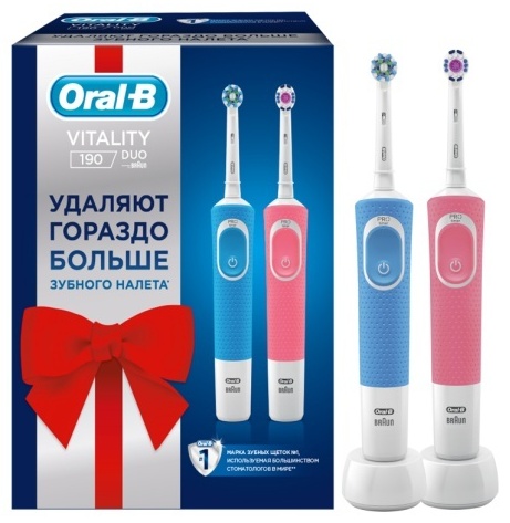 Oral-B механическая щетка Vitality D100.413.1 Pro 3D щетина мягкая розовый, голубой