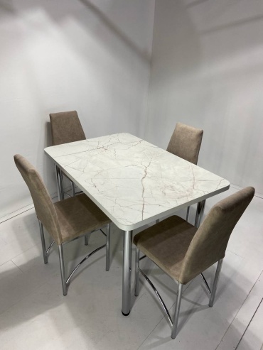 Комплект MEBEL STYLE GROUP 115780272, стол 120х80 см + 4 стула, бежевый