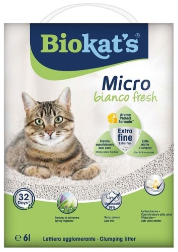 Biokat's Micro bianco fresh бентонитовый комкующийся 6 л