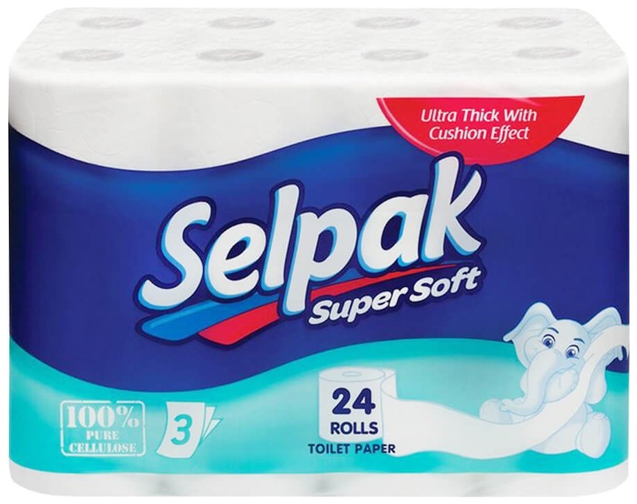 Selpak туалетная бумага 3-слойный 24 шт, первичная целлюлоза