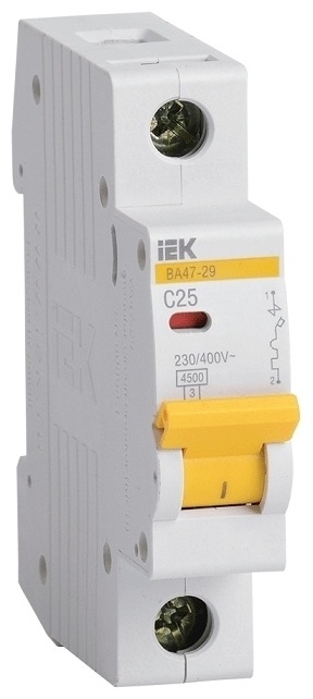 IEK автоматический выключатель ВА47-29 1P 25 A, 4.5 кА, 220/400 В