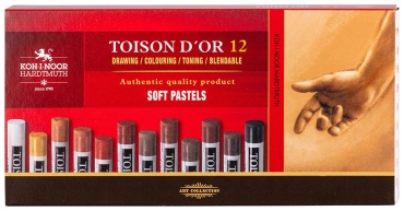 Пастель художественная Koh-I-Noor "Toison D`or Soft 8592 Brown line", 12 цветов, картон. упаковка