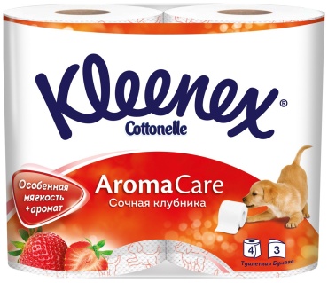Kleenex Cottonelle Сочная Клубника туалетная бумага 3-слойный 4 шт, первичная целлюлоза