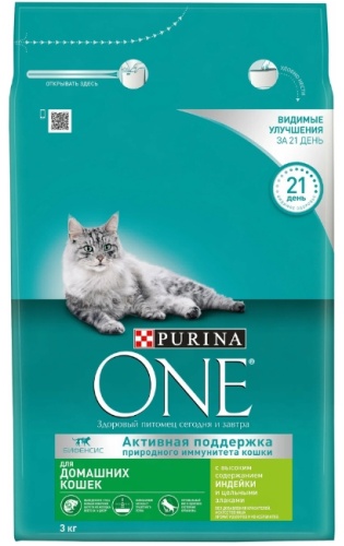 Purina One для домашних индейка, злаки 3 кг