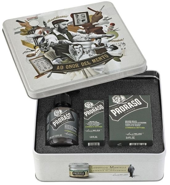 PRORASO Cypress & Vetyver набор для бороды и усов 200 мл + 100 мл + 30 мл