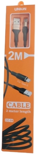 Кабель Union USB 2.0 (M), USB TypeC (M), 2 м, CC-54  черный
