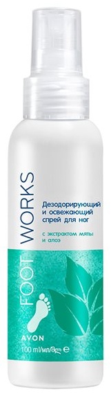 Avon Foot Works с экстрактом мяты и алоэ дезодорант унисекс 100 мл