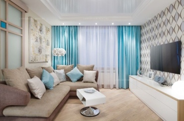 Комплект Kerbez Home Design 600x260 см 3 шт, велюр, бархат, голубой