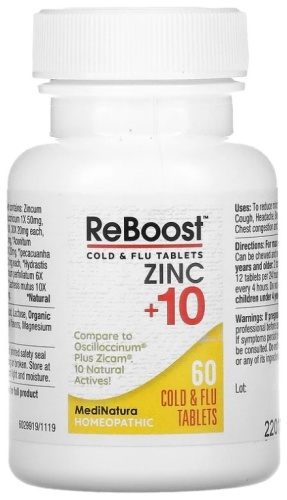 MediNatura минерал Zinc +10 Cold & Flu Tablets 60 таблеток