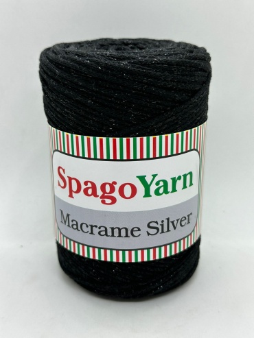 Моток Spagoyarn Macrame Silver Черный 225 м 250 г