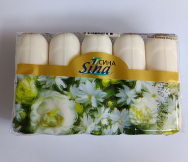 Кусковое мыло туалетное Sina Flow Белые цветы 60 г по 5 шт
