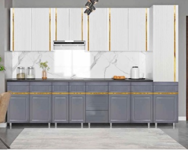 Кухонный гарнитур Royal Brand Анита, 306x237х60 см, ЛДСП, белый, серый