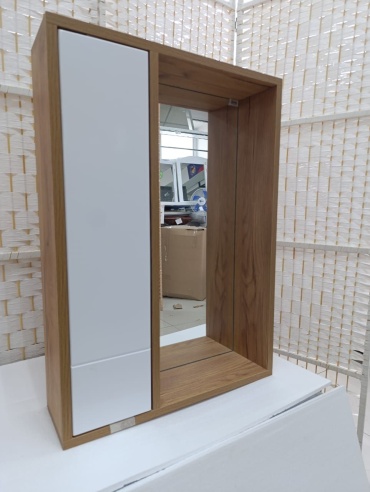 Шкаф зеркальный навесной AVK Ирма, 50x17x70 см, белый, светло-коричневый