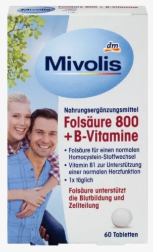 Mivolis Фолиевая кислота 800 + витамины группы В таблетки 60 шт