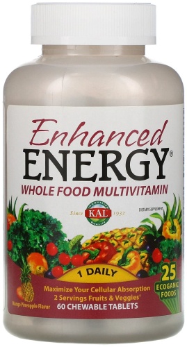KAL мульти витамины Enhanced Energy Whole Food Multivitamin 60 таблеток