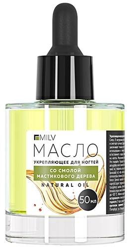 MILV масло Укрепляющее масло для ногтей со смолой мастикового дерева NATURAL OIL. 50 мл	 50 мл