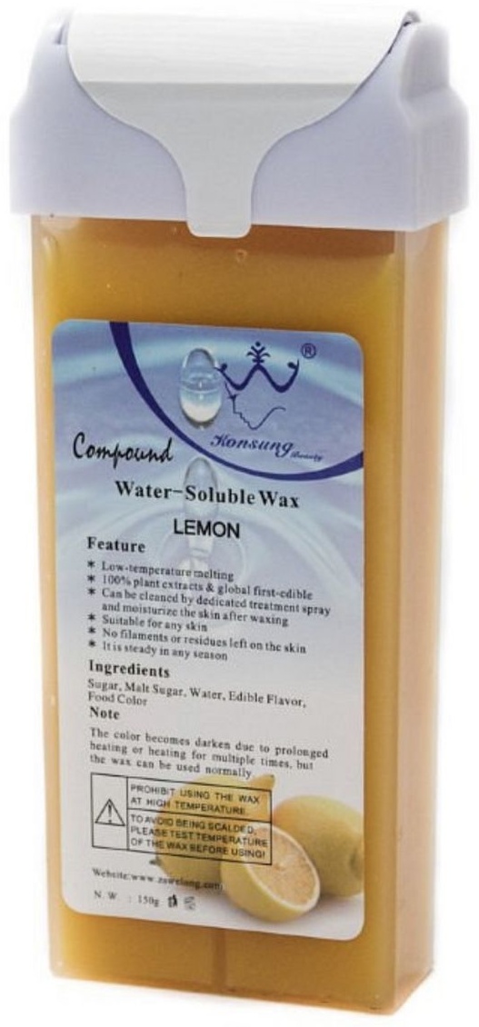 Воск гелевый Konsung Beauty LEMON Water Soluble Wax плотность мягкая в картридже 100 г