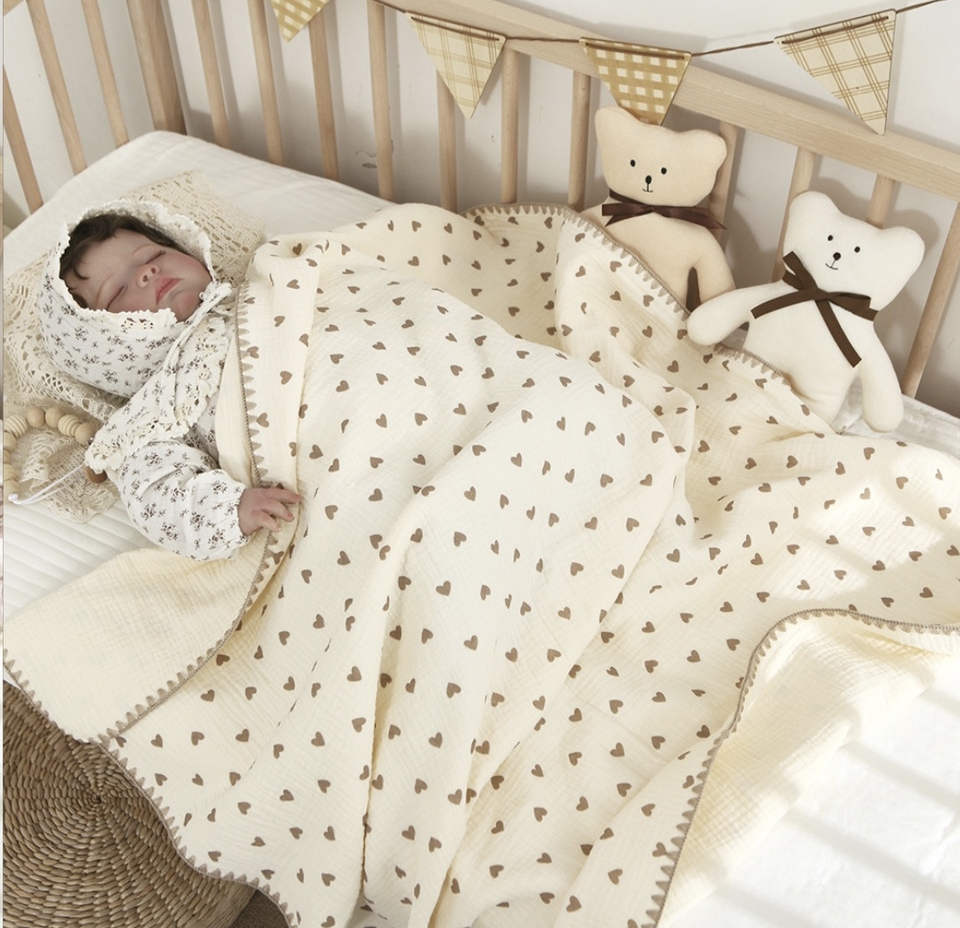 Детский плед Story baby 100х110 см, муслин, карамельный