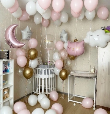 Sweet Ballons на выписку для девочки с Луной SWB0158 51 шт
