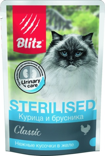 BLITZ Sterilised кусочки в желе курица, брусника 85 г 10 шт