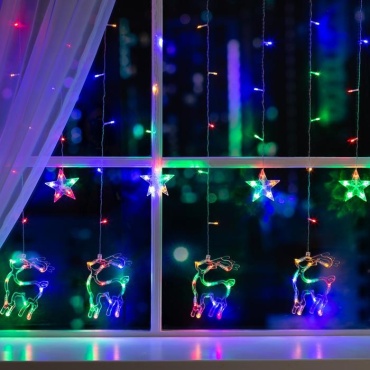 Бахрома, звезды, олени Luazon Lighting цвет свечения мультиколор 2.4 м