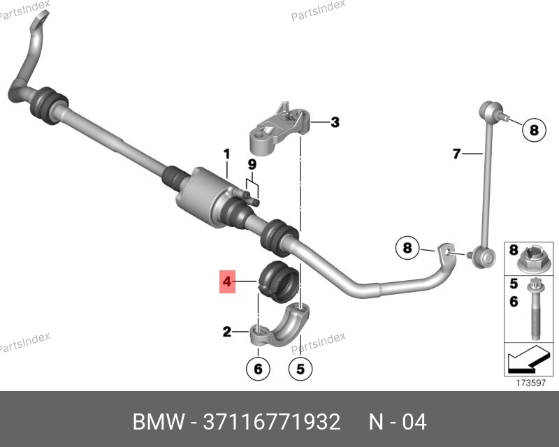 BMW Втулка Стабилизатора 37116771932