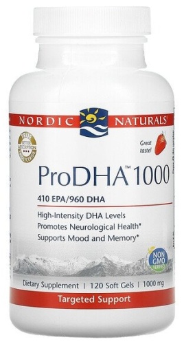 NORDIC NATURALS БАД ProDHA 1000 с клубничным вкусом 1000 мг 120 капсул