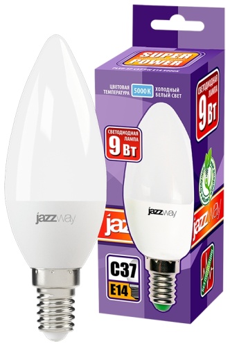 Jazzway 9W Е14, светодиодная, холодный белый