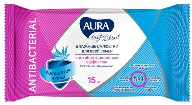 Купить Влажные салфетки Аура 4751023293967 15 шт в Алматы – Магазин на ...