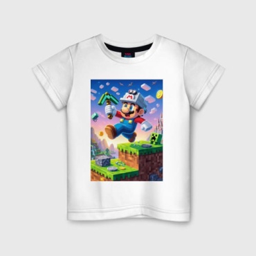 Футболка Майнкрафт Супер Марио Minecraft TMH_TREND.KZ белый